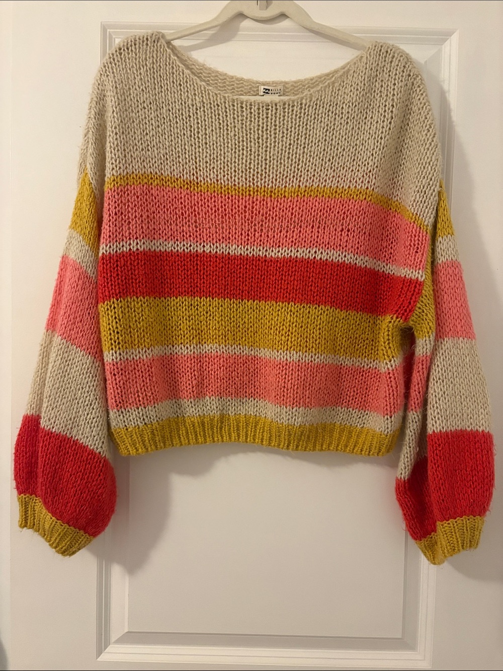 Billabong Striped Cropped Knit Sweater